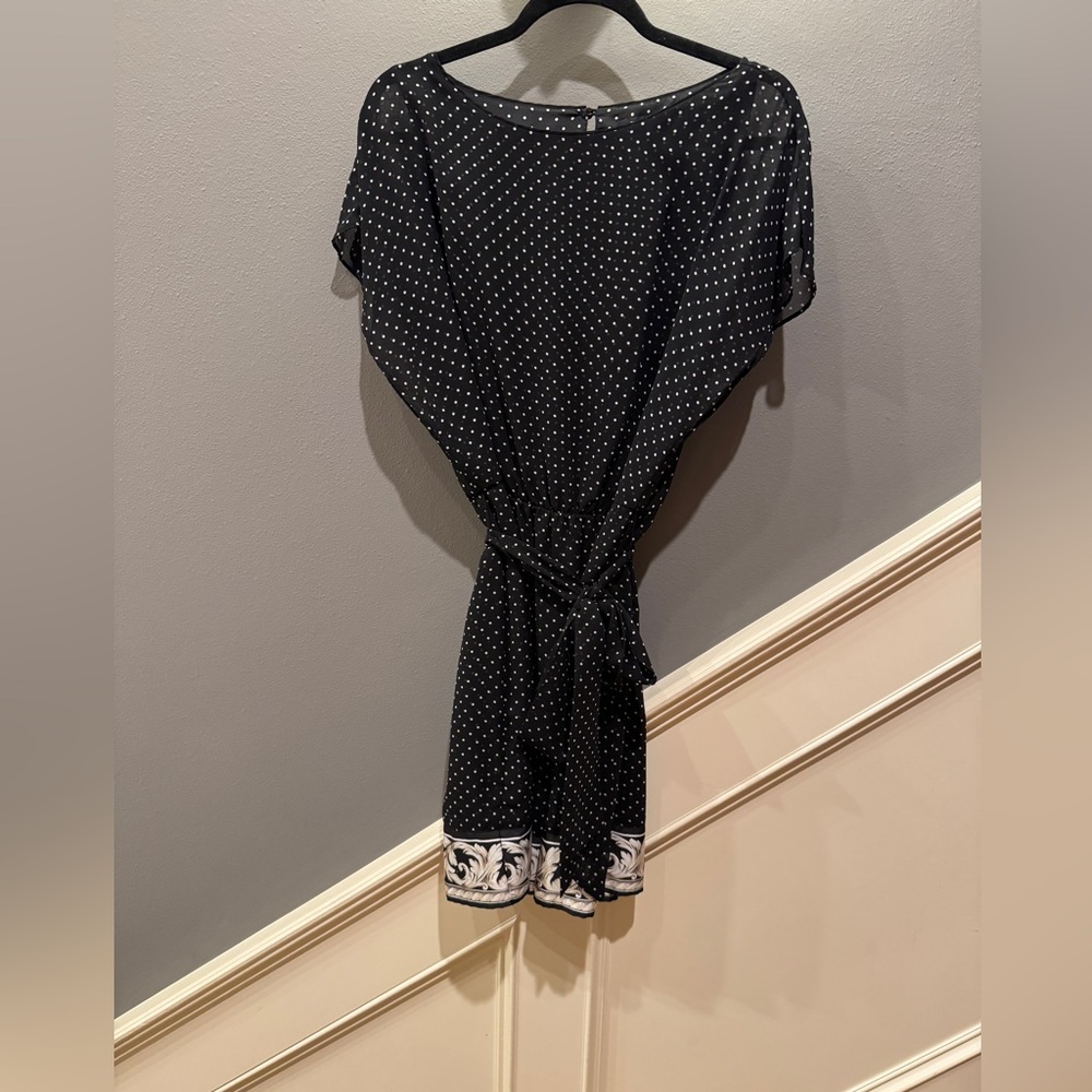 White House Black Market Black Dress with White Dots